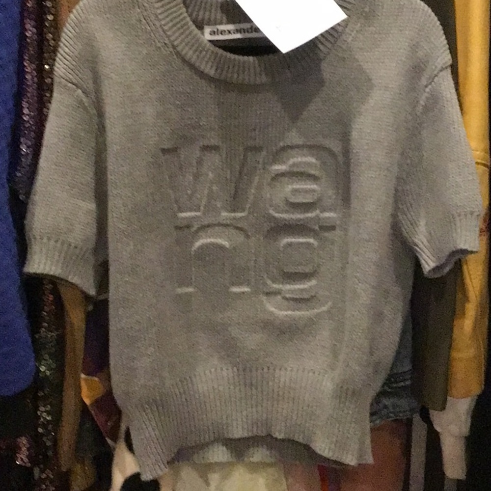 Alexander Wang Gray Embossed Logo Top- Size Medium